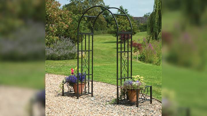 Perfect for Various Climbing Plant HIO Metal Black Garden Arch 45Wide x 78High Round Top 